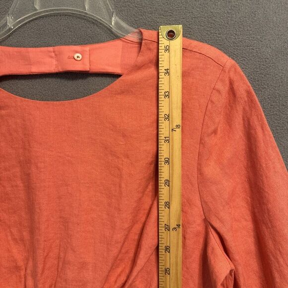 NWT Banana Republic Lisa 100% Linen Open Back Mini Dress Size 10 Coral Cocktail - Picture 8 of 10